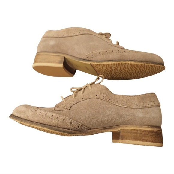Julia Bo sz 35 US 5.5 tan suede wingtip derby shoes - Picture 4 of 15